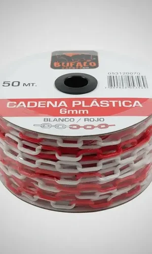 Cadena Plástica 6mm Carrete 50 Mts Bicolor Blanca Y Rojo