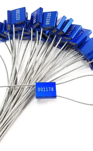 Precinto Sello Seguridad Cable Acero Numerados 50un Azul