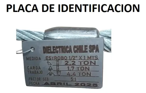 Estrobo De Acero Ojo/ojo 1/2 X 1.5 Mts 2.2ton Galvanizado - Imagen 3