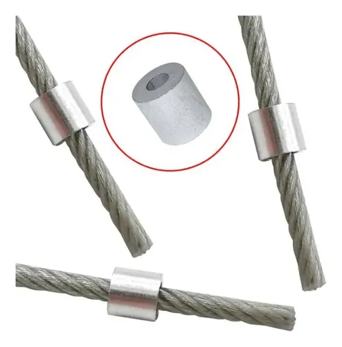 Tope De Aluminio Para Cable De Acero De 5/32 (4mm) 100 Un.