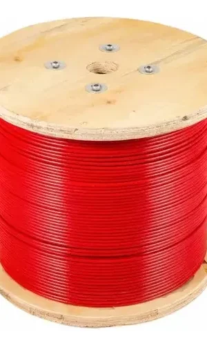 Piola Cable Acero 3mm Forrado Pvc Rojo 100 Metros Pullcord