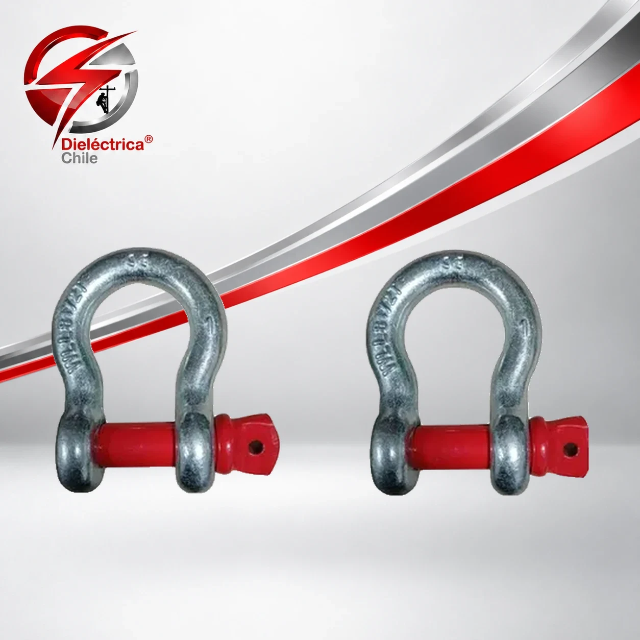 Pack 2 Un Grillete Lira 1plg Forjado 8.5 Ton Pasador Rojo